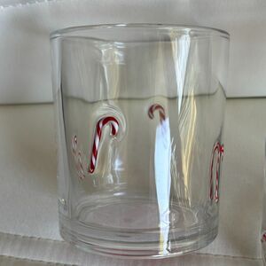 Christmas Candy Cane Set Of 2 Embossed Heavy Glass Tumblers 4" Holiday Drinkware